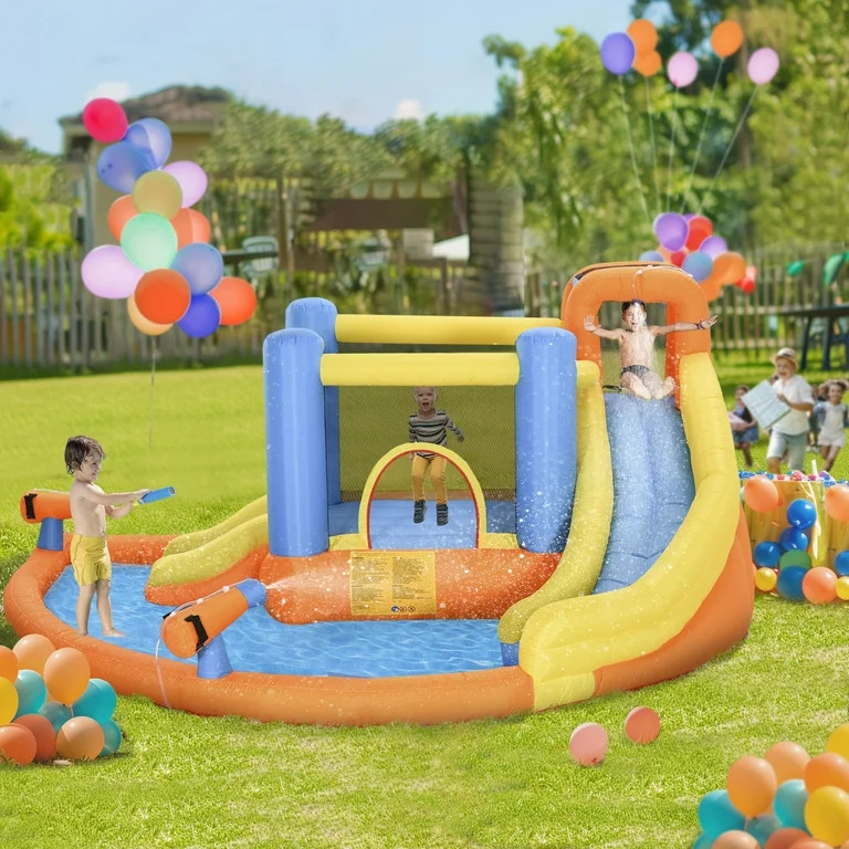 Outsunny 5-in-1 Kids Bounce House Inflatable Water Slide Jump Castle | Walmart (US)