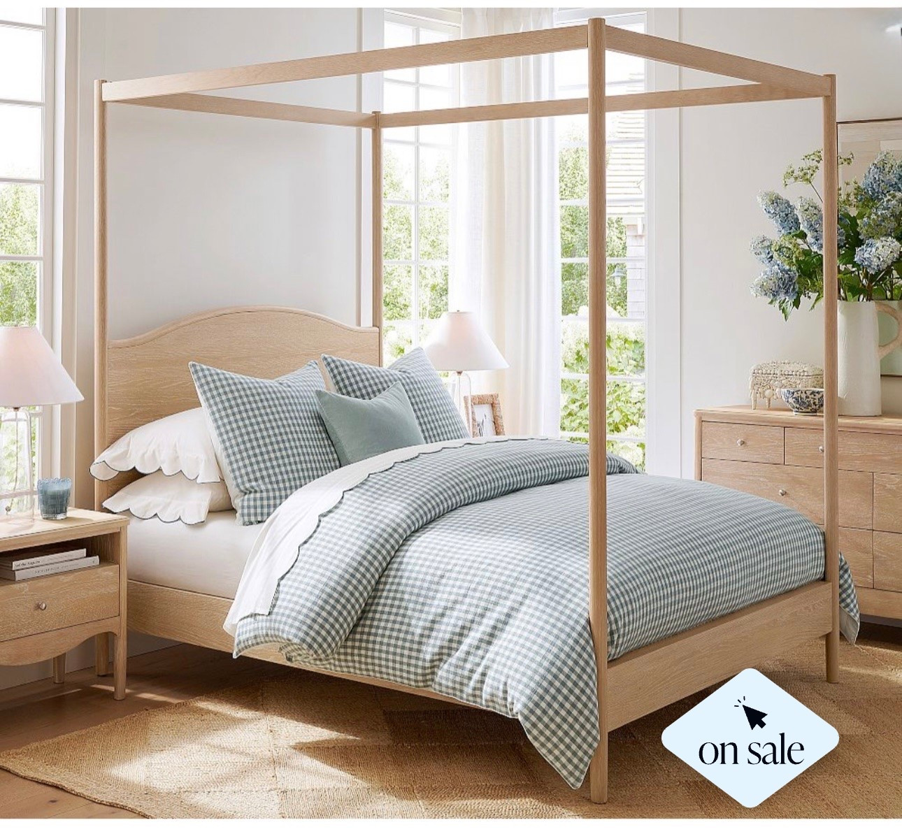 Beautiful canopy bed on sale, bedroom, decor, checked bedding, home refresh ￼

#LTKHome #LTKSaleAlert #LTKSeasonal