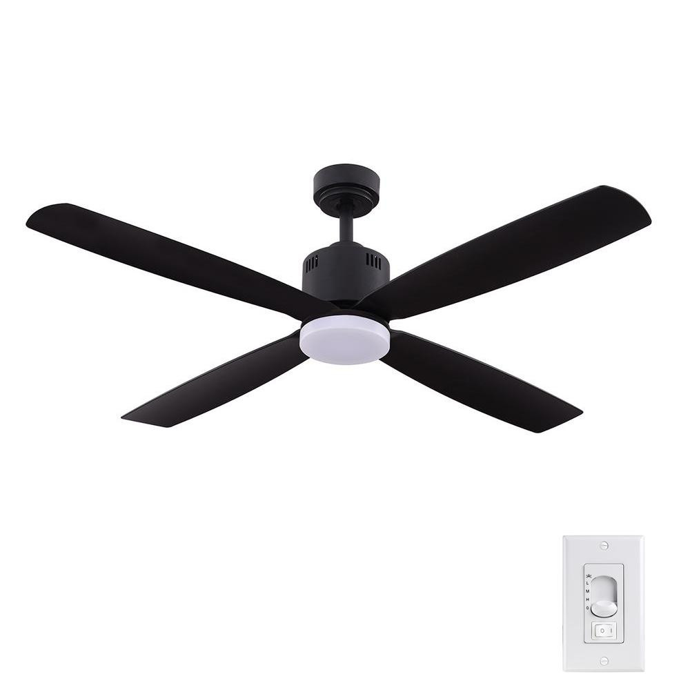 Kitteridge 52 in. LED Indoor Matte Black Ceiling Fan with Light Kit | The Home Depot