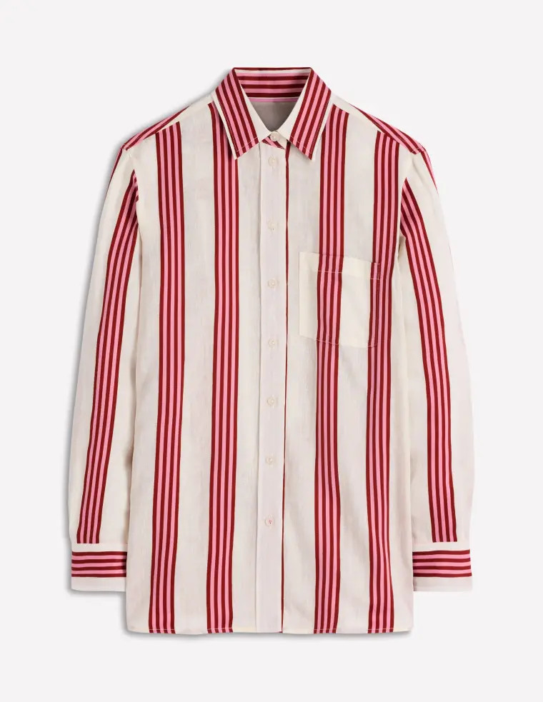Sadie Relaxed Linen Shirt-Ivory, Brown, Pink Stripe | Boden UK