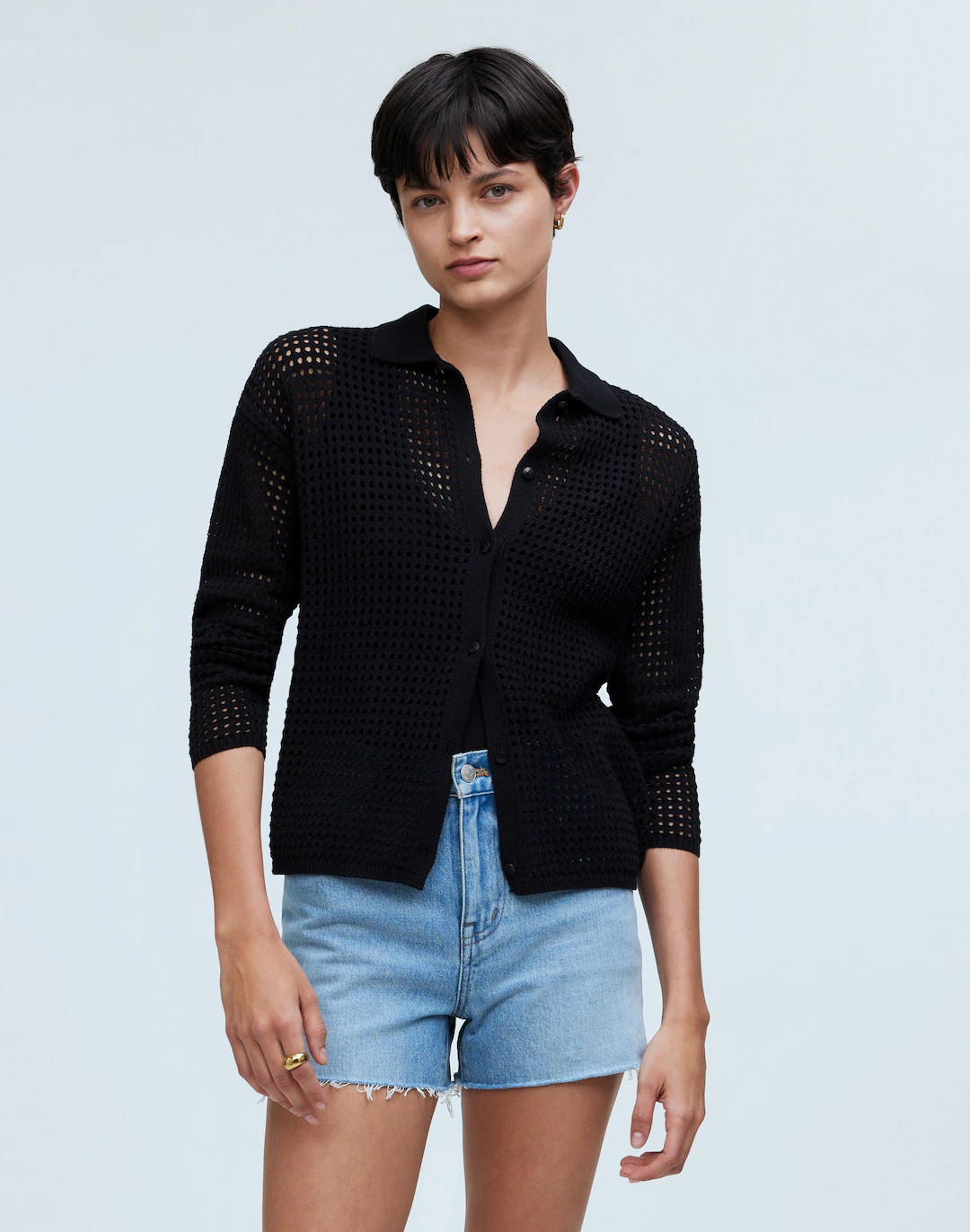 Open-Stitch Polo Cardigan Sweater | Madewell