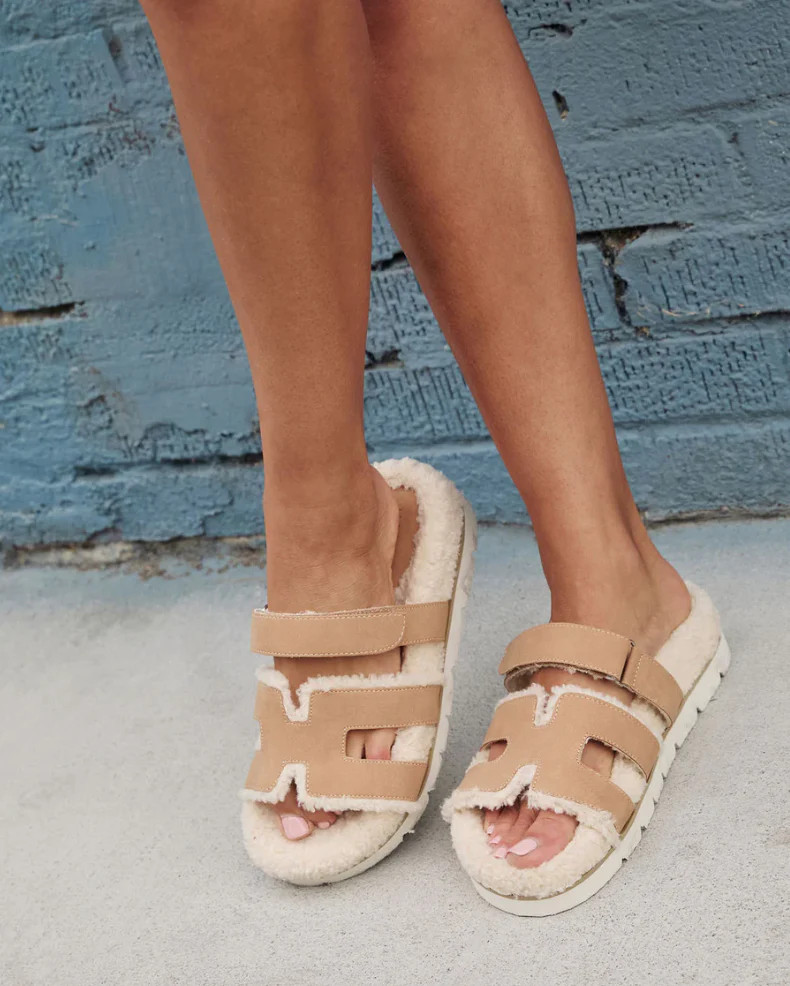 NEW!! Alpine Sherpa Slides in Nude | Glitzy Bella