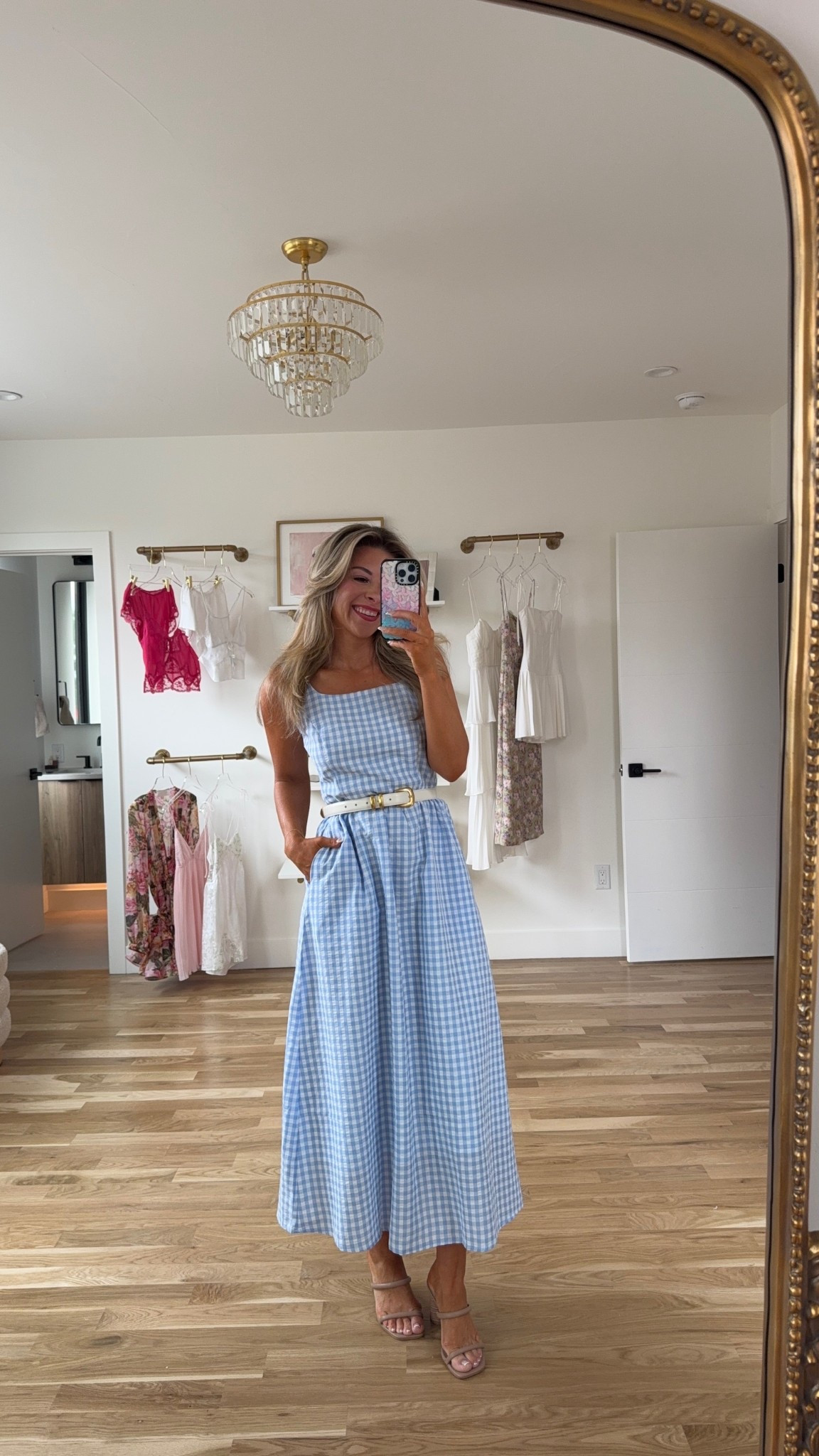 Blue and white checkered midi wedding guest dress affordable shower dress graduation dress

Wearing my usual small. 



#LTKWedding #LTKFindsUnder50 #LTKParties