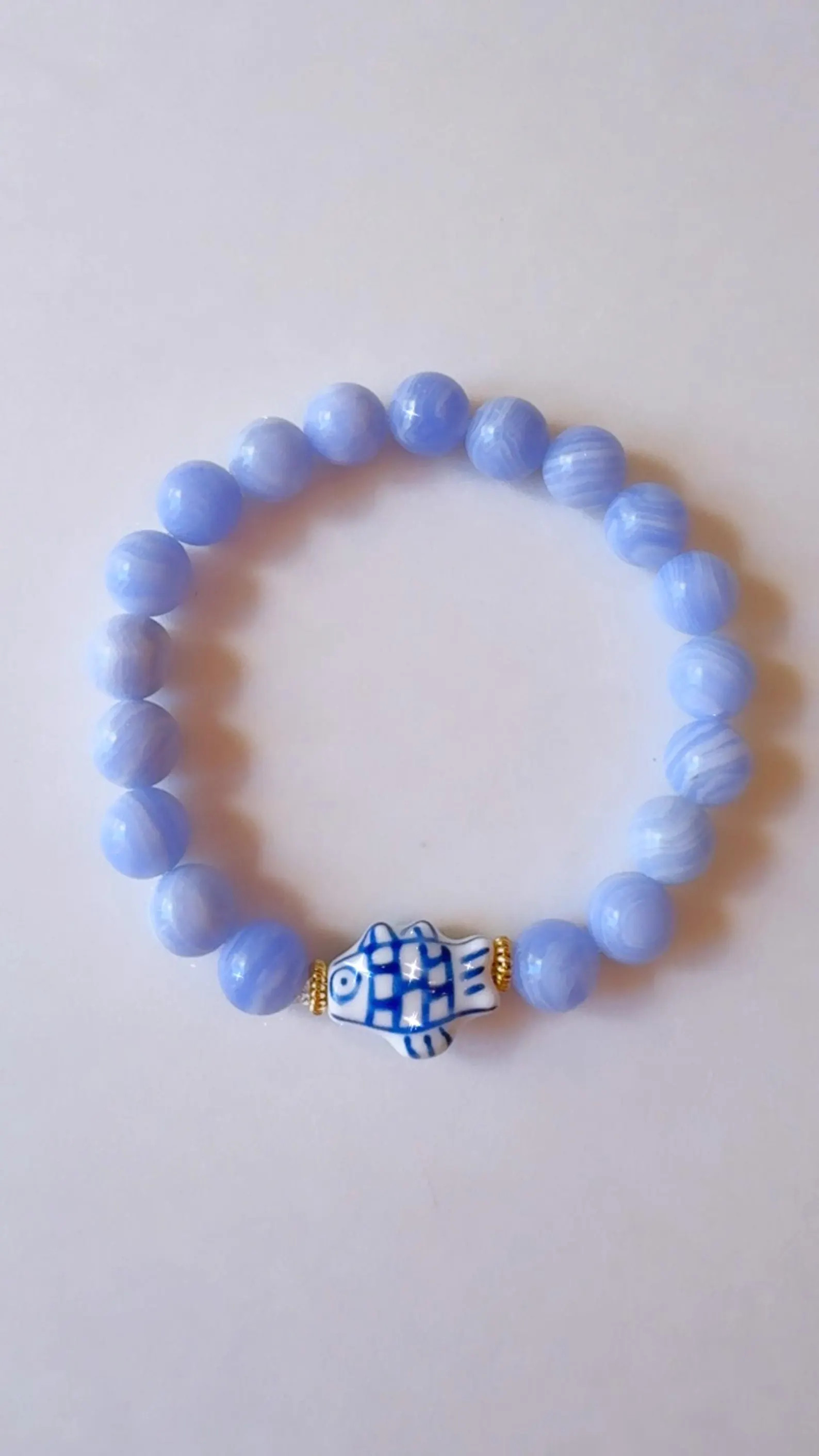 Periwinkle blue beaded fish bracelet | Etsy (Global)