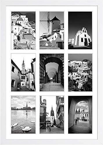 Amazon.com - Golden State Art, 13.6x19.7 Matted White Wood 9-Opening for 4x6 Collage Picture Fram... | Amazon (US)