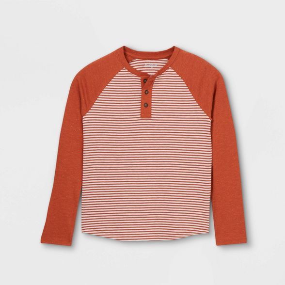 Boys' Striped Double Knit Henley Long Sleeve T-Shirt - Cat & Jack™ | Target