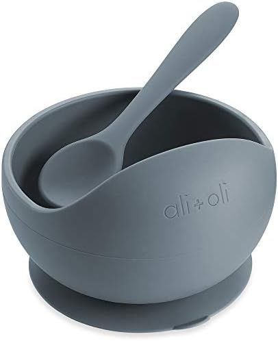 Ali+Oli Silicone Suction Bowl & Spoon for Baby and Toddler (Iron) | Amazon (US)