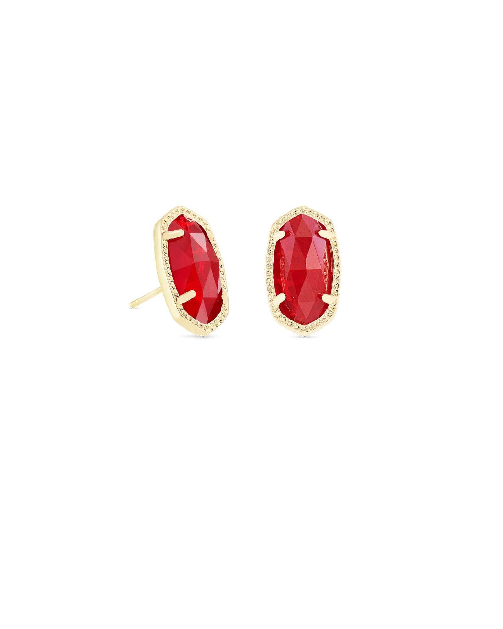 Ellie Gold Stud Earrings in Ruby Red | Kendra Scott