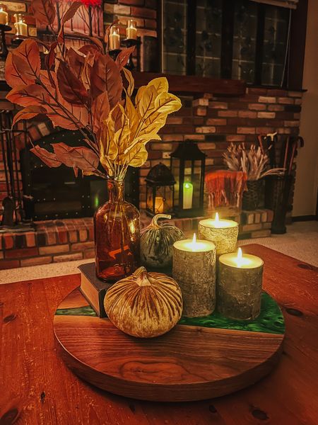 Fall coffee table decor - fall home decor - fall decor - home decor - fireplace decor - fireplace fall decor - velvet pumpkins - birch candles - amber bottles - Amazon Home - Amazon Finds

#LTKhome #LTKHalloween #LTKSeasonal