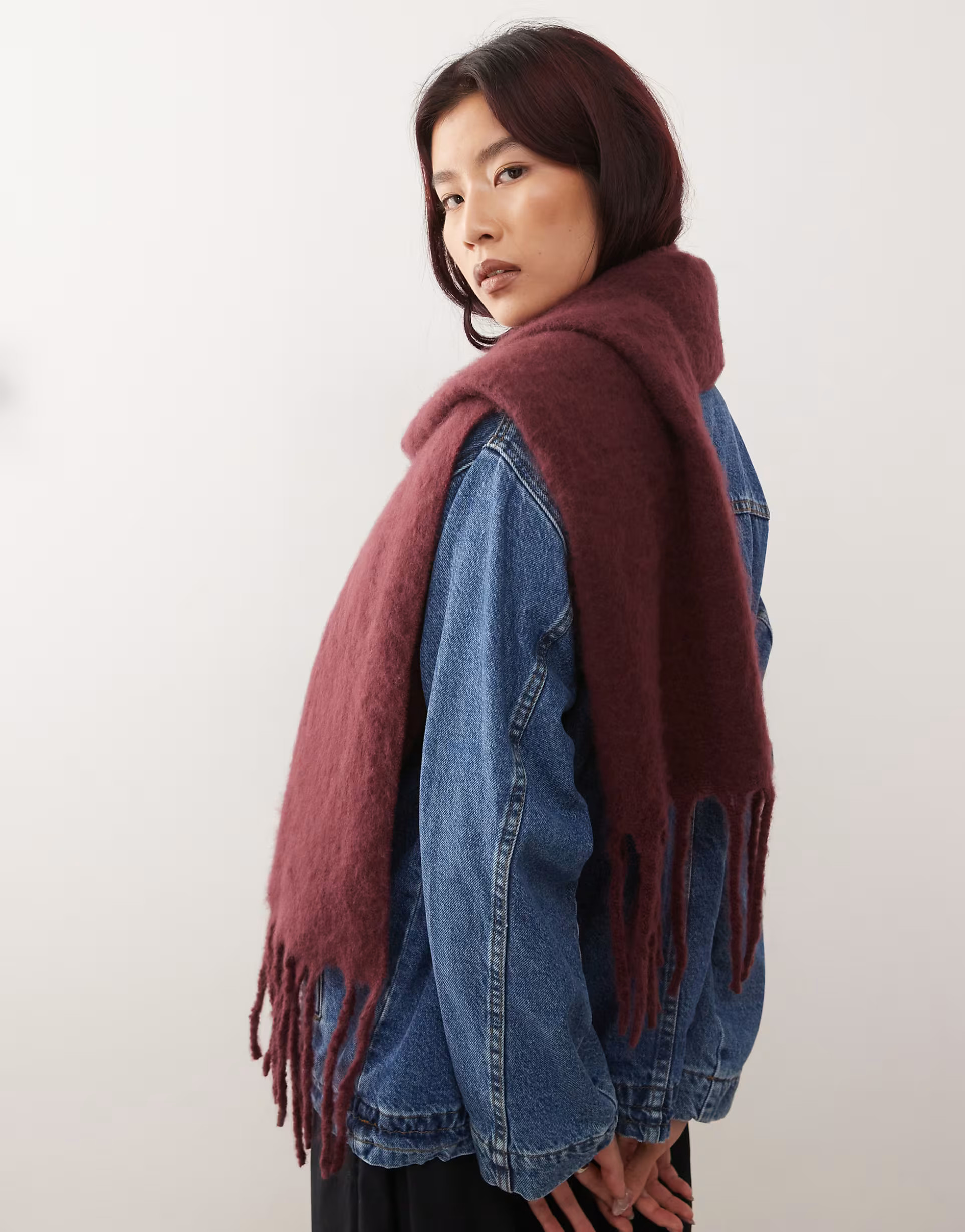 Monki chunky knit scarf in dark red | ASOS (Global)