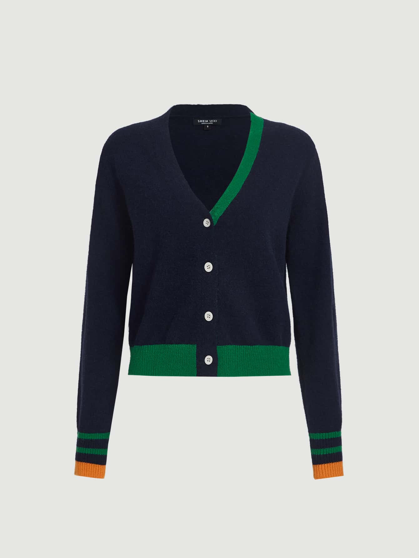 SHEIN MOD Contrast Trim Button Front Cardigan | SHEIN