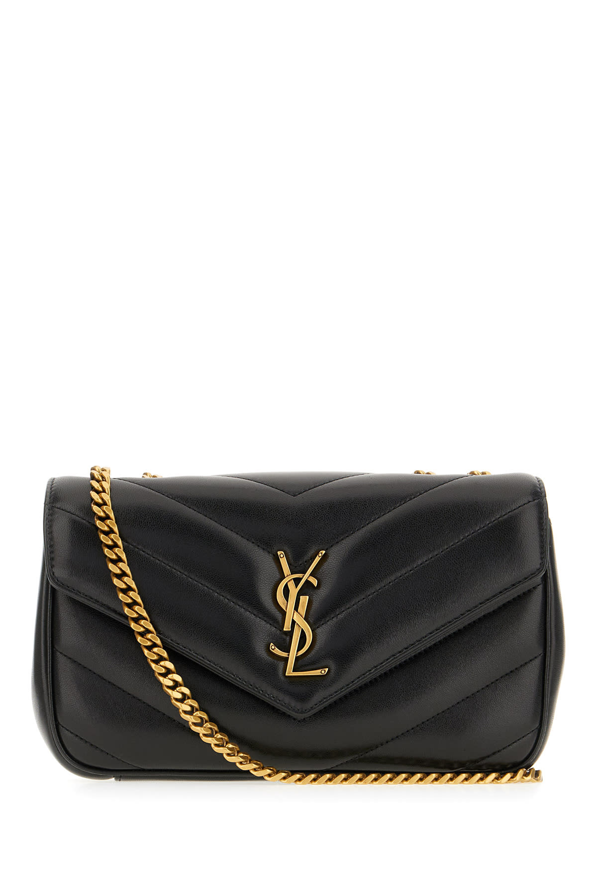Saint Laurent Black Nappa Leather Small Loulou Shoulder Bag | Italist.com US