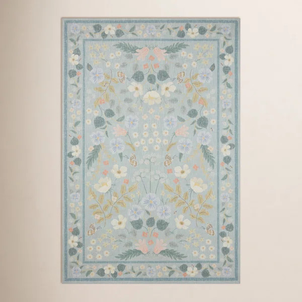 Rifle Paper Co. x Loloi Floral Willow Sky Area Rug | Wayfair North America