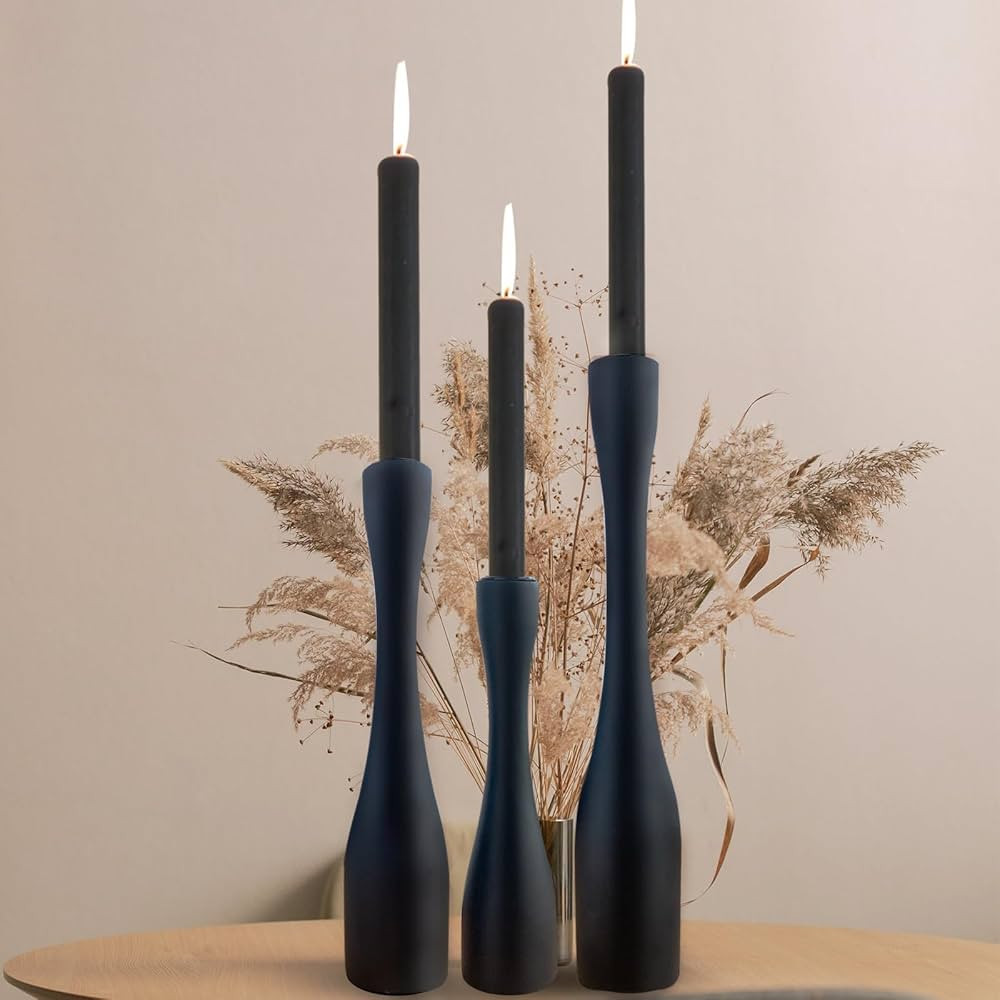 SDALI HOME Candlestick Holders Black Candle Holder,(12"/10"/7.5" H) Tall Wood Candle Holders Set ... | Amazon (US)