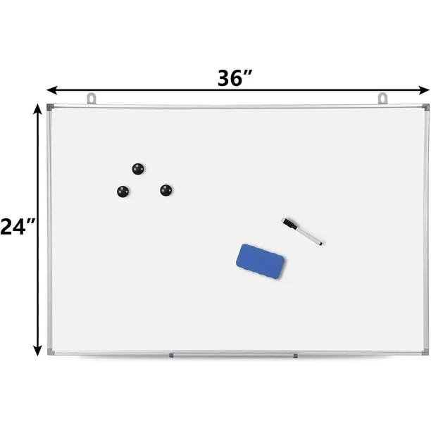 36"x24" Magnetic Whiteboard Wall Mounted Dry Erase Board with Eraser,Marker Pen,Magnets,Hanging H... | Walmart (US)