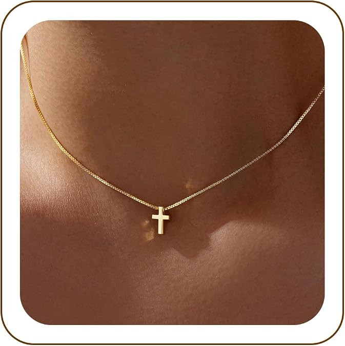 Poxtex Cross Necklace for Women Teen Girls, Dainty 14K Gold Silver Plated Cross Choker Jewelry No... | Amazon (US)