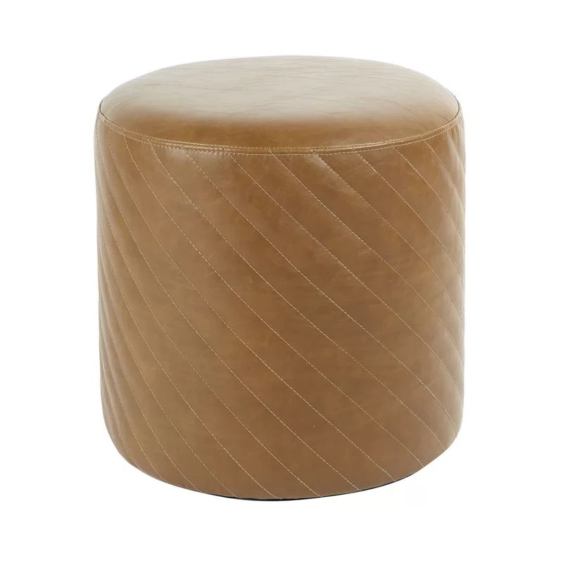 Izabella 18'' Wide Faux Leather Tufted Round Cocktail Ottoman | Wayfair North America