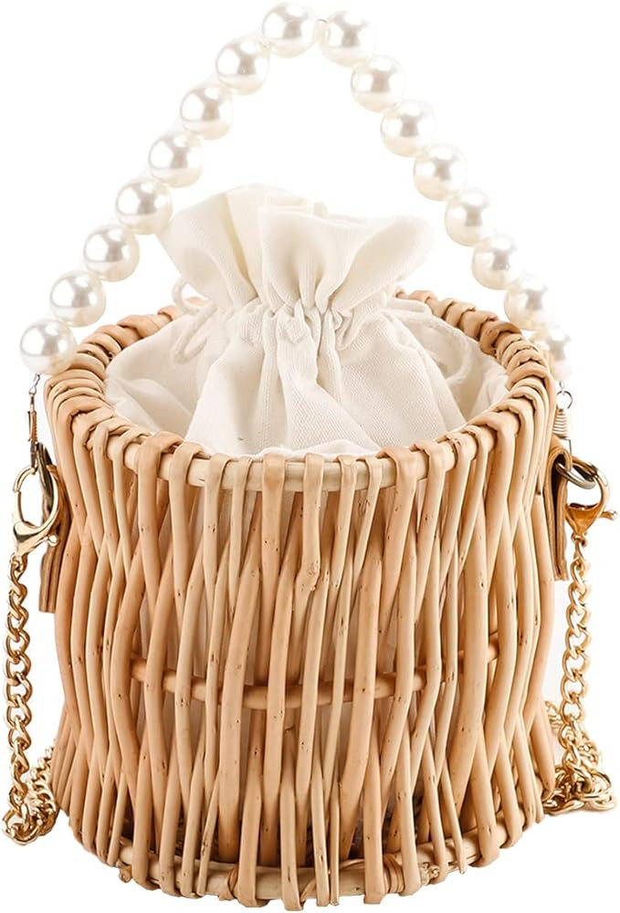 Straw Bag for Women - Wicker Small Crossbody Beach Bag | Amazon (US)