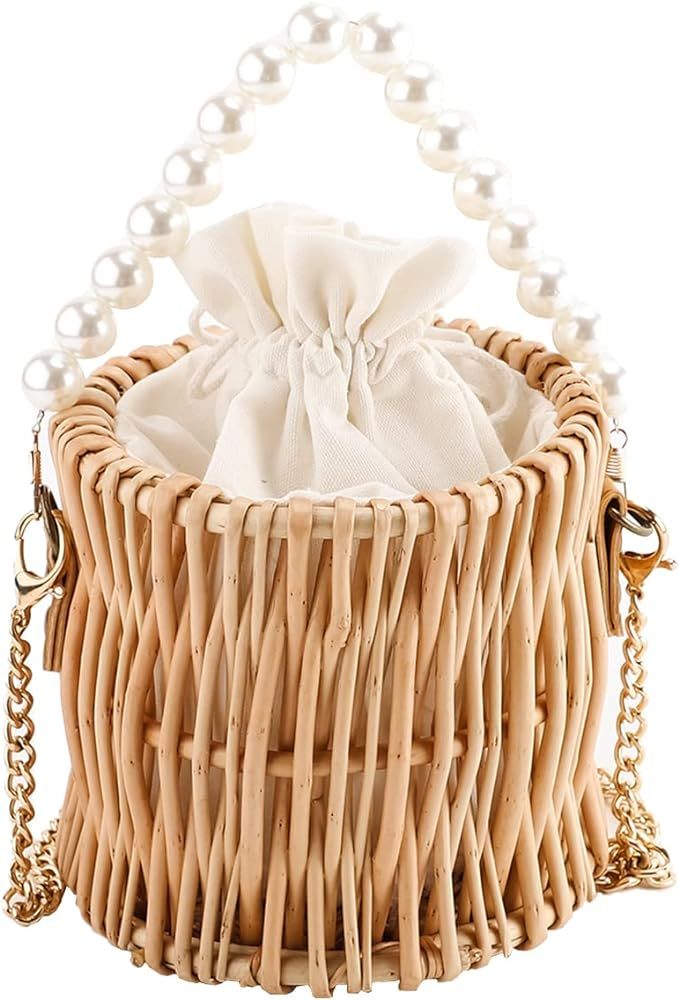 YAHUAN Straw Bag for Women Wicker Small Crossbody Bag Beach Straw Bag | Amazon (US)