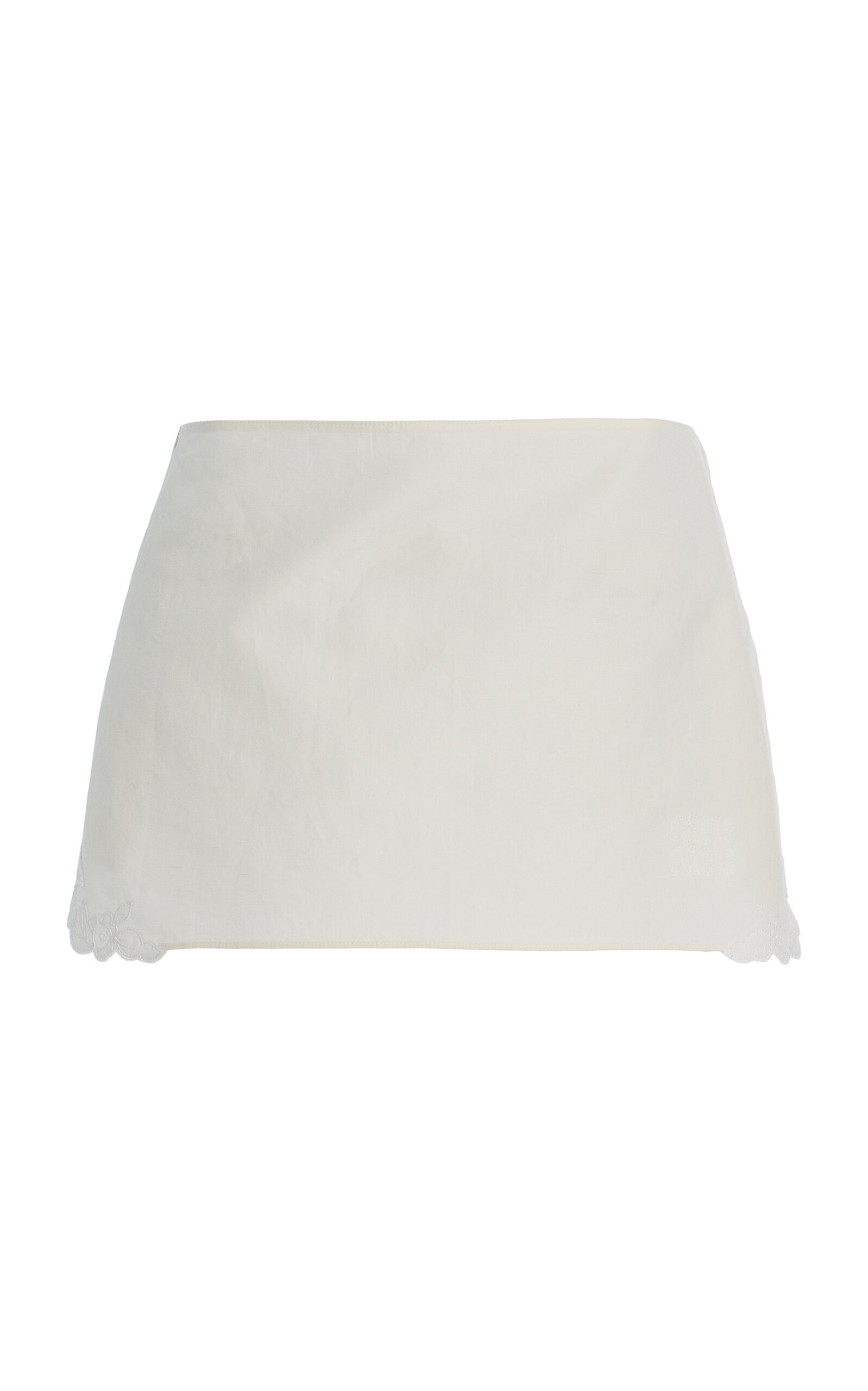 Miu Miu - Lace-Detailed Linen-Cotton Mini Skirt - Neutral - IT 40 - Moda Operandi | Moda Operandi (Global)