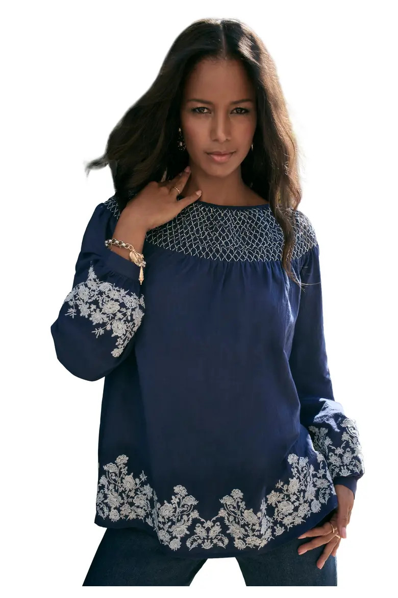 Embroidered Smocked Blouse (Women) | Nordstrom | Nordstrom