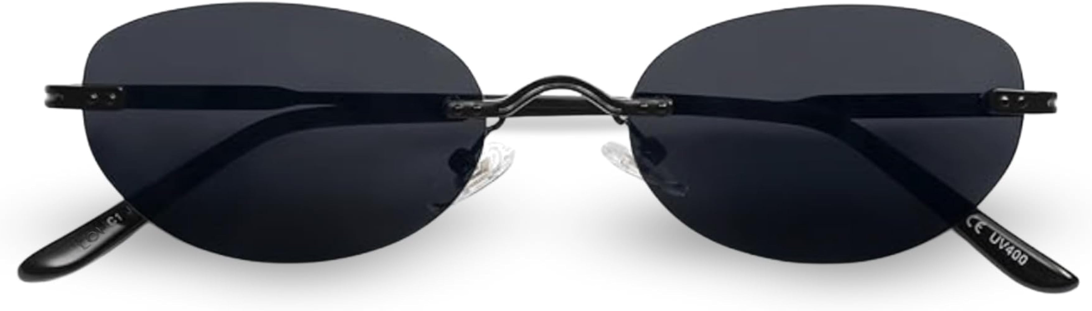 Liora Isabella Model in Minimalist Vintage Rimless Oval Sunglasses Slim Frame for Women Timeless ... | Amazon (UK)