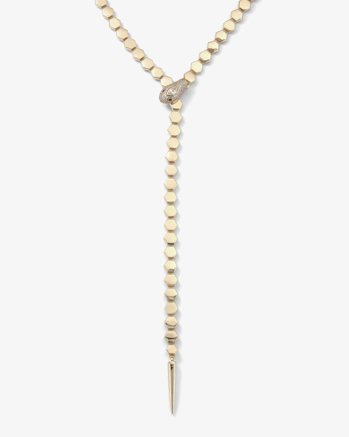 Jane Lariat Necklace - Gold|White Diamondettes | Melinda Maria Jewelry