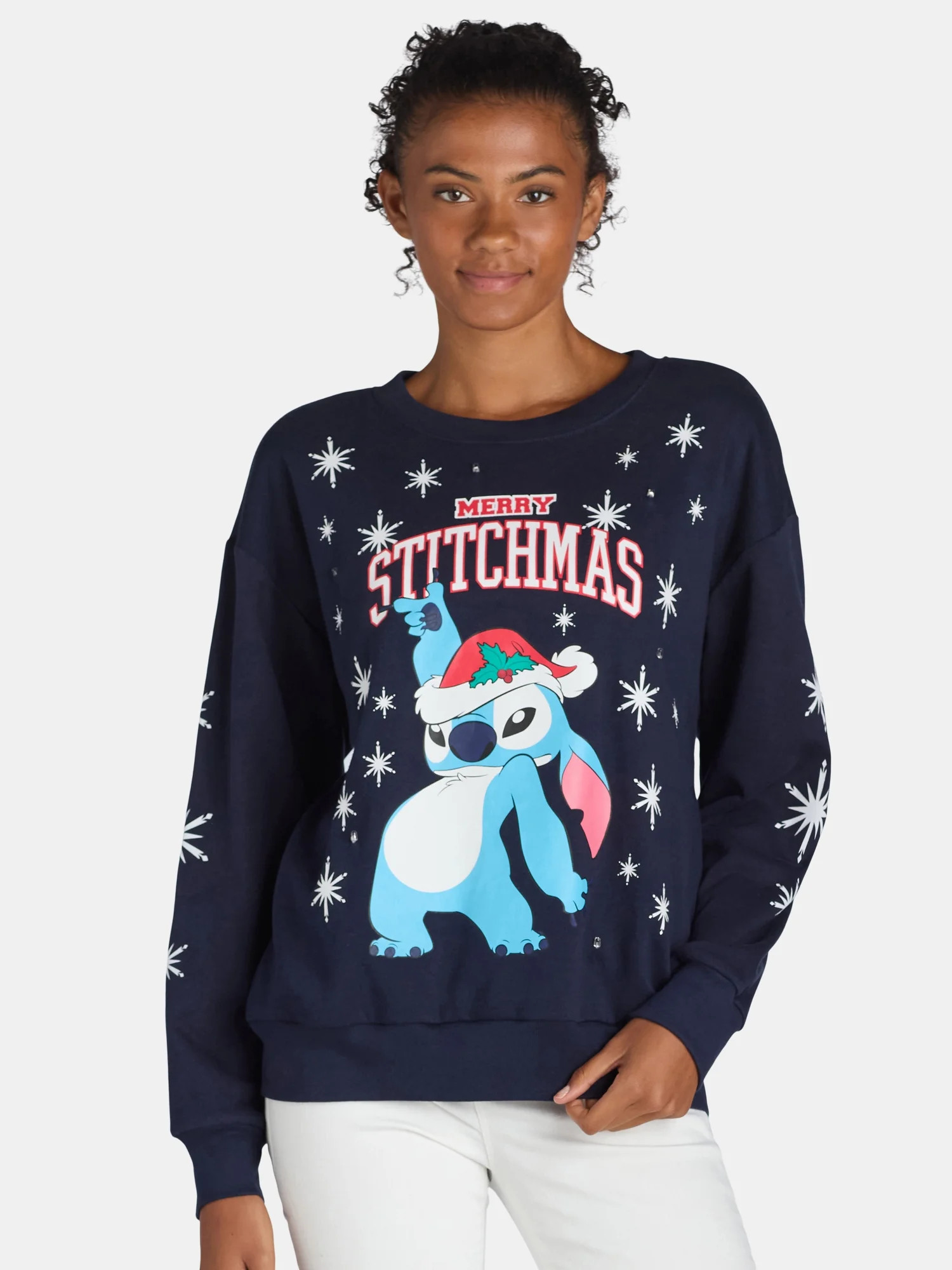 Disney Stitch Women's Holiday Light Up Sweatshirt | Walmart (US)