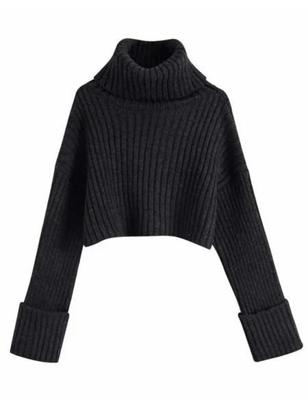 'Sue' Ribbed Turtleneck Cropped Sweater | Goodnight Macaroon