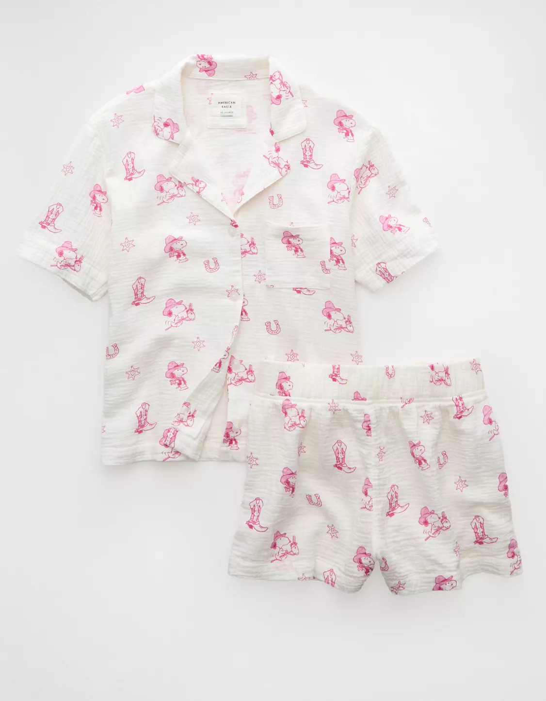 AE Snoopy Western Cotton Gauze PJ Set | American Eagle Outfitters (US & CA)