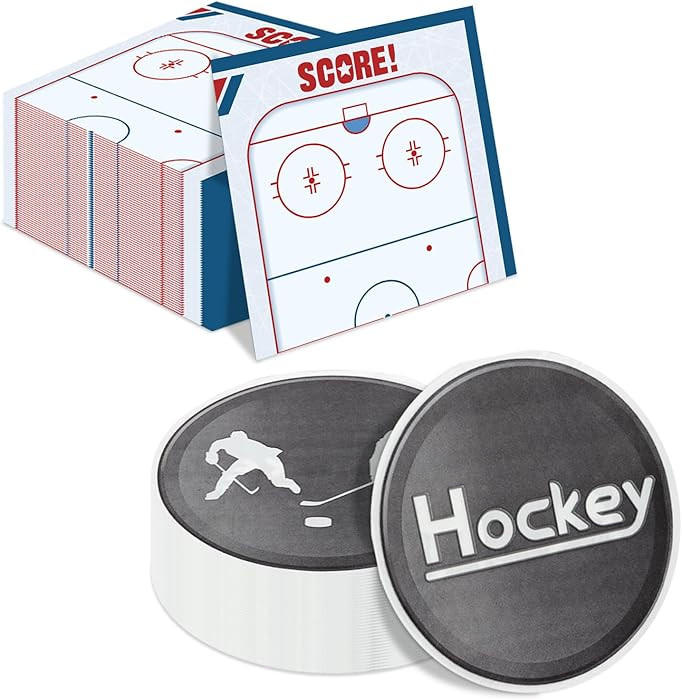 100Pcs Hockey Napkins - 13 x 13 Inches Ice Hockey Napkins, Hockey Party Favor Paper Napkins for K... | Amazon (US)