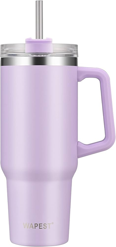 WAPEST 40 oz Tumbler with Handle and Straw - Insulated Travel Coffee Mug - Reusable Stainless Ste... | Amazon (US)