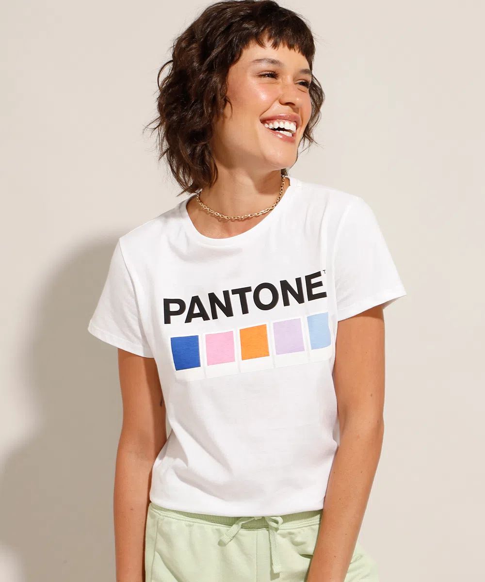 Camiseta de Algodão Pantone Manga Curta Off White | C&A (BR)