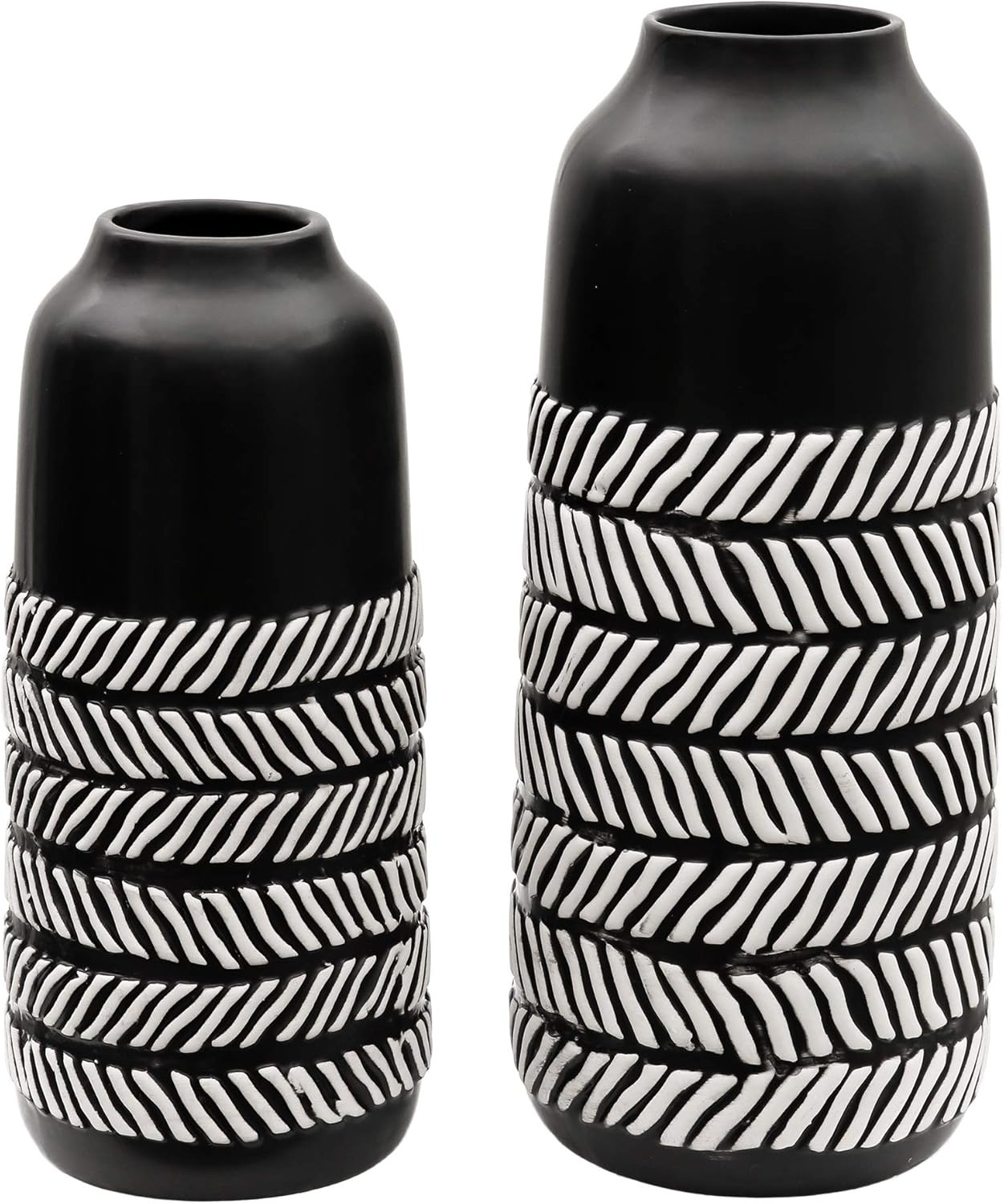 TERESA'S COLLECTIONS Black Ceramic Vase for Home Decor, Boho Tribal Vases for Centerpieces, Decor... | Amazon (US)
