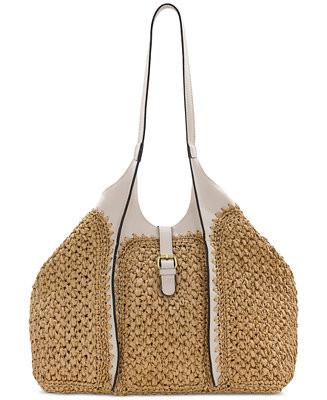 Santorini Medium Woven Straw Satchel Handbag | Macy's