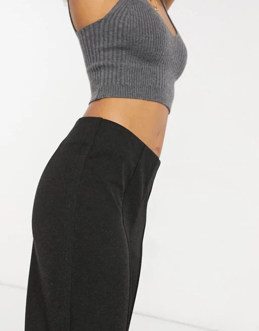 Pieces Criola wide leg pants in dark gray melange | ASOS (Global)