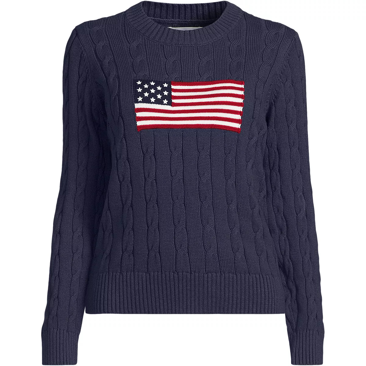Women's American Flag Drifter Cable Sweater | Lands' End (US)