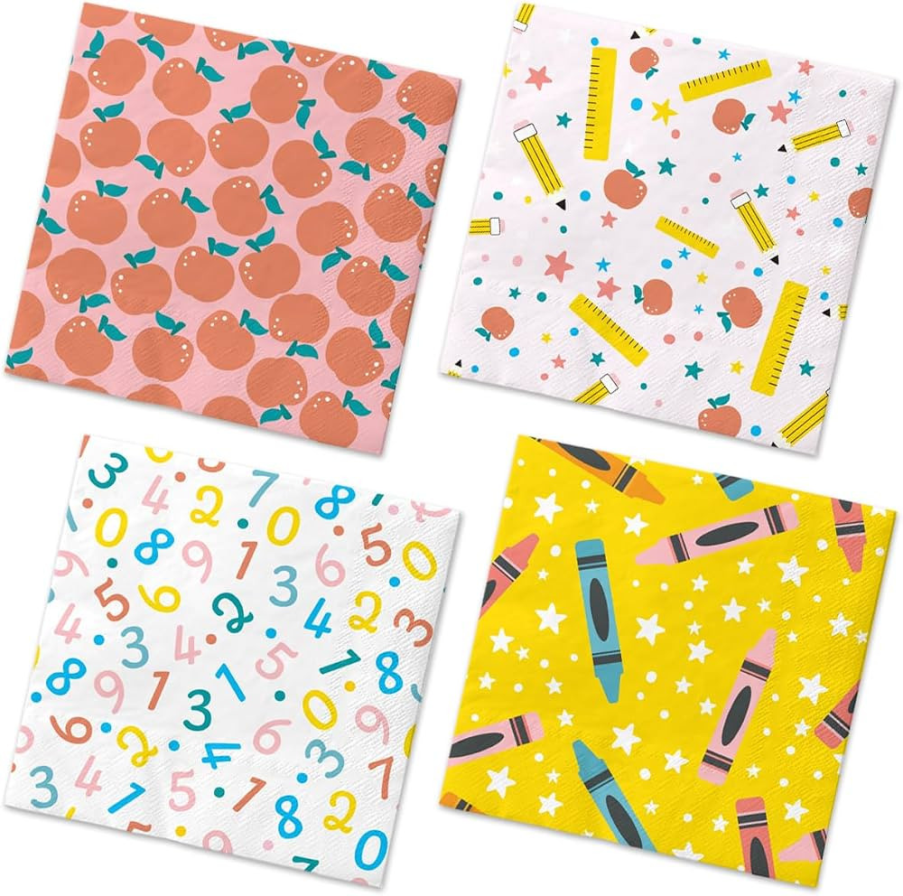 40Pcs Back to School Napkins-School Theme Ruler Apple Alphabet Paper Napkins First and Last Day o... | Amazon (US)