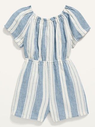 Striped Keyhole-Back Linen-Blend Romper for Toddler Girls | Old Navy (US)