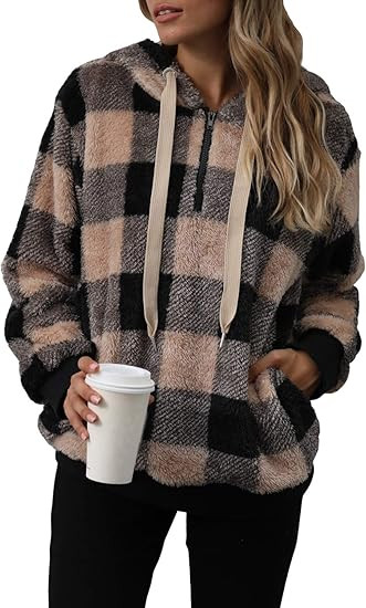 Yanekop Womens Hoodies Sherpa Pullover Sweater Fuzzy Fleece Sweatshirt Oversized Hoodie Cozy Oute... | Amazon (US)