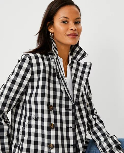 Gingham Double Breasted Swing Jacket | Ann Taylor (US)