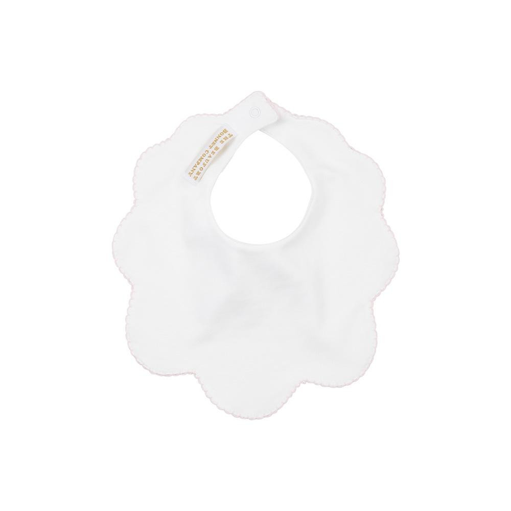 Bellyful Bib - Worth Avenue White with Palm Beach Pink Picot Trim | The Beaufort Bonnet Company