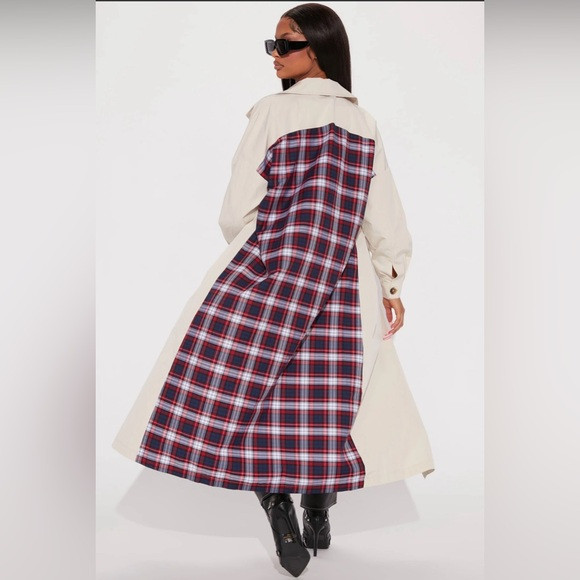Peri Plaid Trench Coat - Taupe/combo | Poshmark