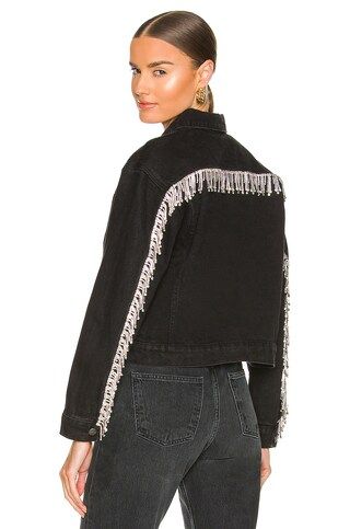 superdown Raya Rhinestone Fringe Jacket in Washed Black from Revolve.com | Revolve Clothing (Global)