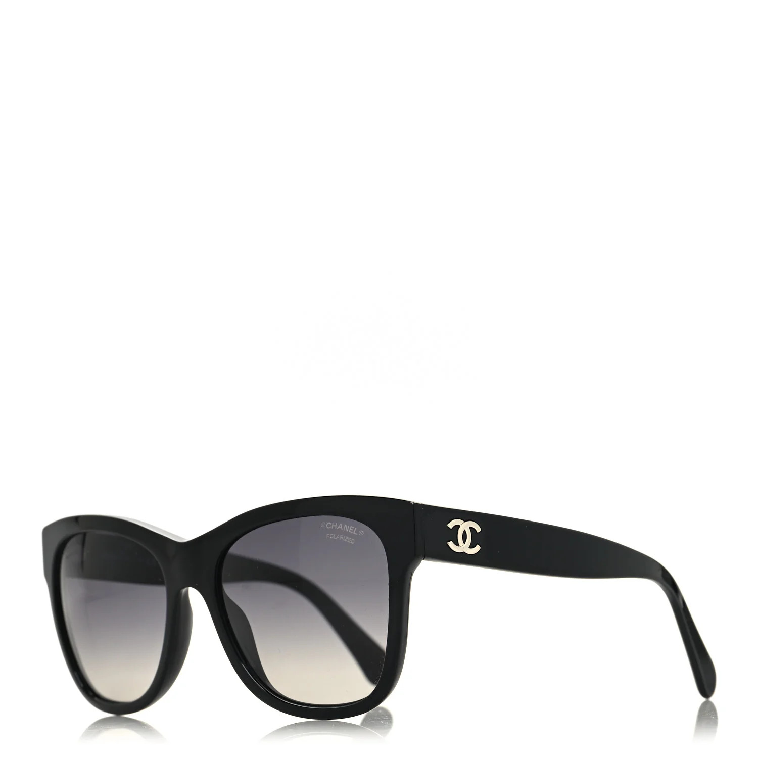 Chanel Acetate Polarized Square CC Sunglasses 5380 Black | FASHIONPHILE (US)