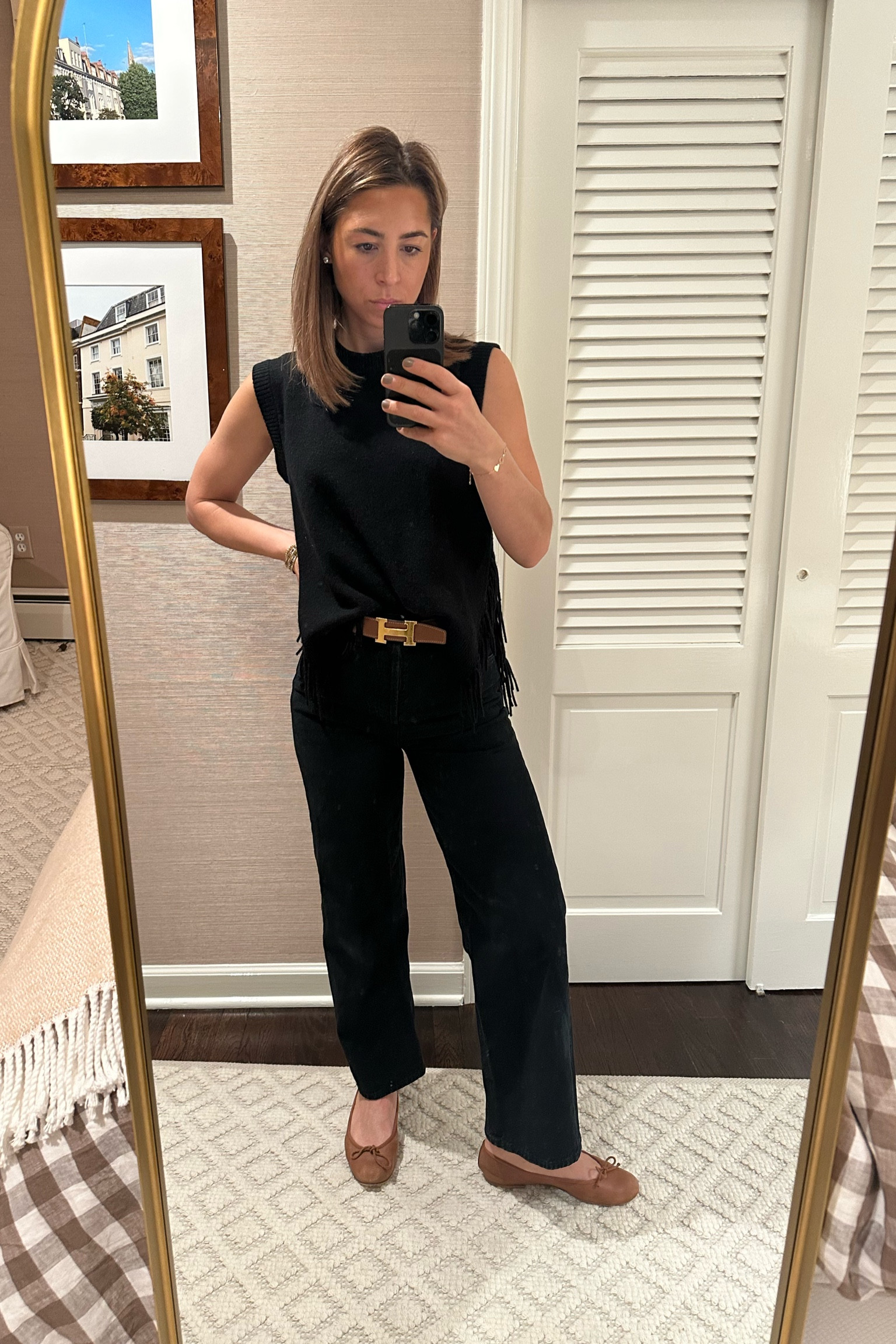 Love the fringe on this MinnieRose cashmere top🖤🤎 #ootd #workwear #cashmere 

#LTKstyletip #LTKworkwear #LTKbeauty