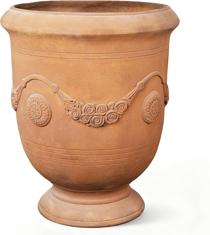 Planters for Indoor & Outdoor Plants, 16.5 Inch Large Magnesium Oxide Urn Planter with Drainage H... | Amazon (US)