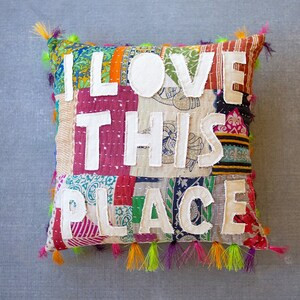 I Love This Place Kantha Pillow | Etsy (US)