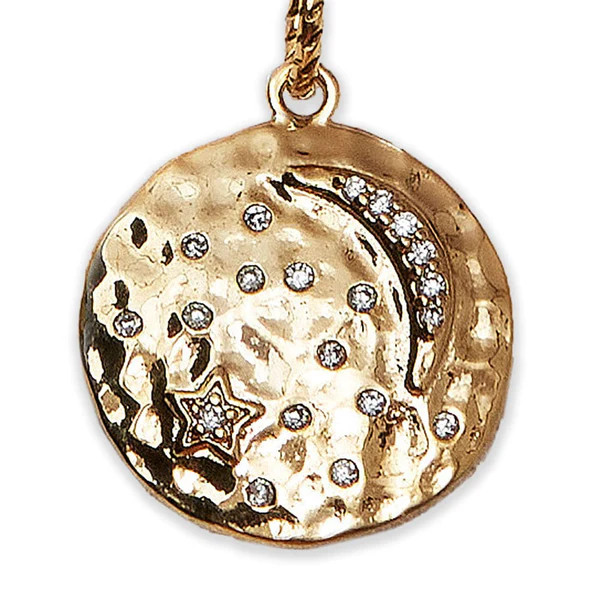 Golden Moon with Stars Pendant Cubic Zirconia | Lizzy James Jewelry