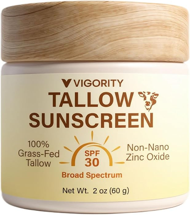 Beef Tallow Sunscreen with Clear Zinc: Non-Toxic SPF 30 Sunscreen for Face & Body, Natural Sunblo... | Amazon (US)